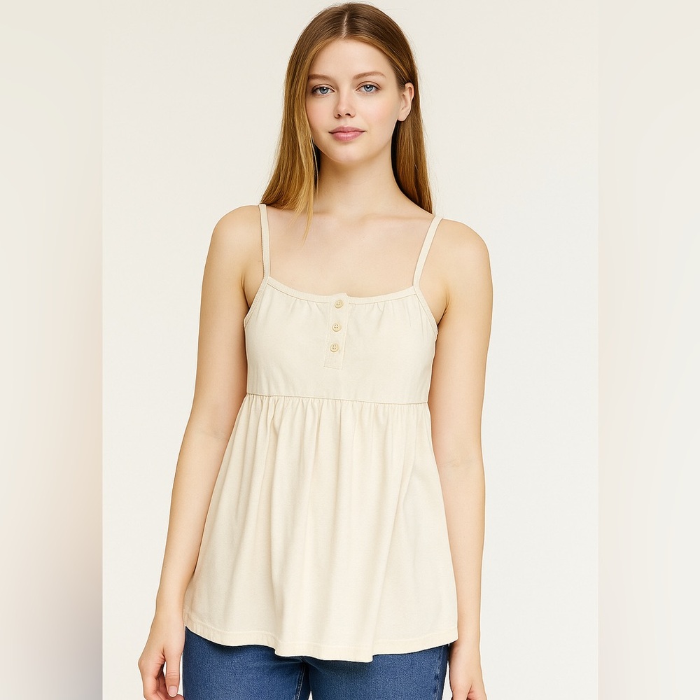 Women's Cream Spaghetti Strap Camisole Tank Top